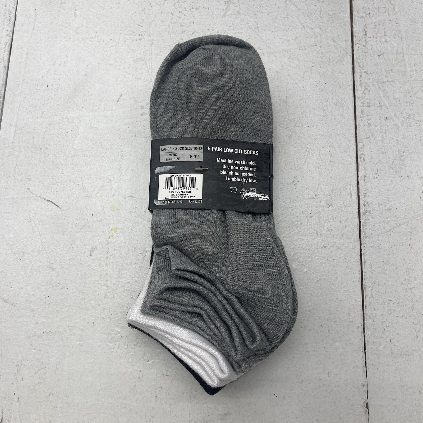 Ecko UnItd Black Grey White 5 Pair Low Cut Socks Men’s Size 6-12 Shoe NEW