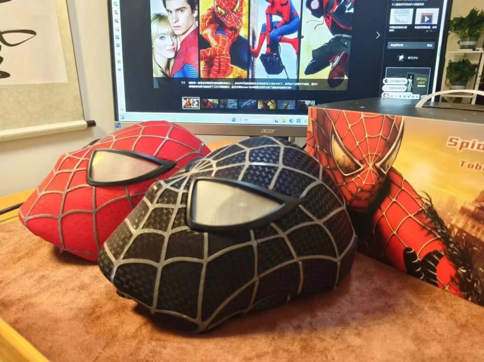 Craft 1:1 Spiderman Tobey Maguire Hood Mask 3D Headwear Adult Wearable Red/BL