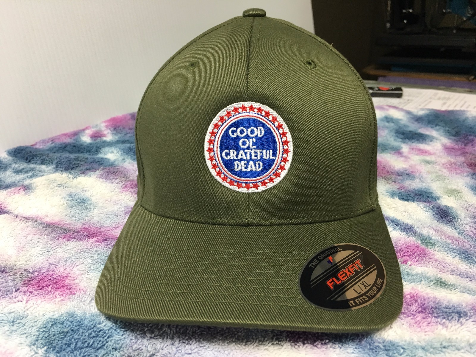 Good Ol’ Grateful Dead Embroidered Flexfit Ball Cap Black Navy Olive S/M L/XL 2X