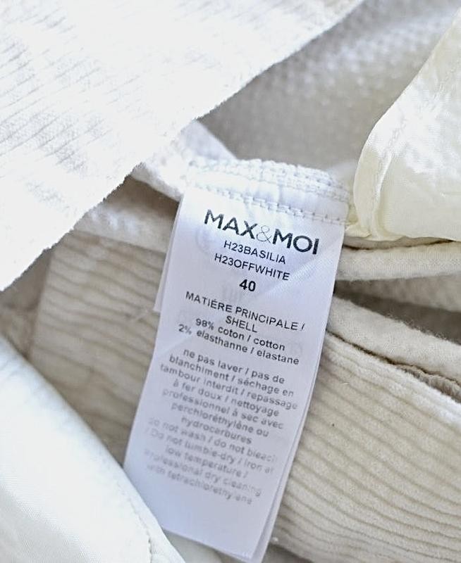 Max&Moi Beige Corduroy Straight Leg Pants Trousers FR 40