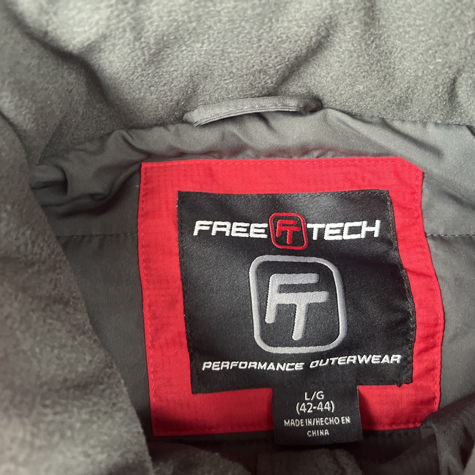 Freetech Outerwear Hooded Lined Red Gray Black Winter Jacket Coat Men’s Large