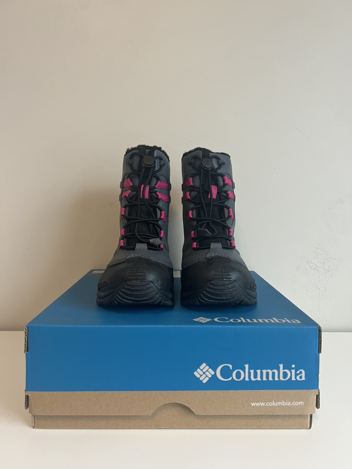 Columbia Bugaboot Celsius Waterproof Winter Snow Boots Gray Pink Youth Girls