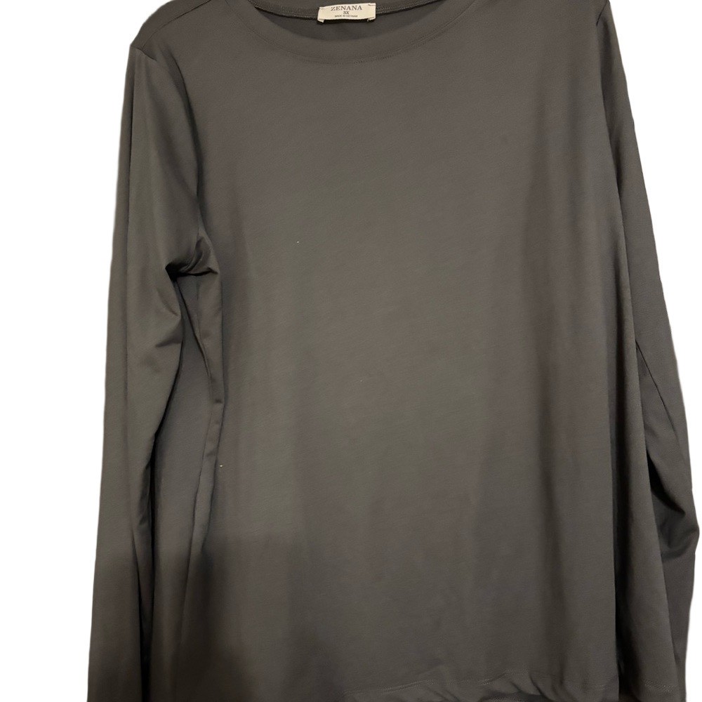 Zenana Outfitters Charcoal Long Sleeve Tee