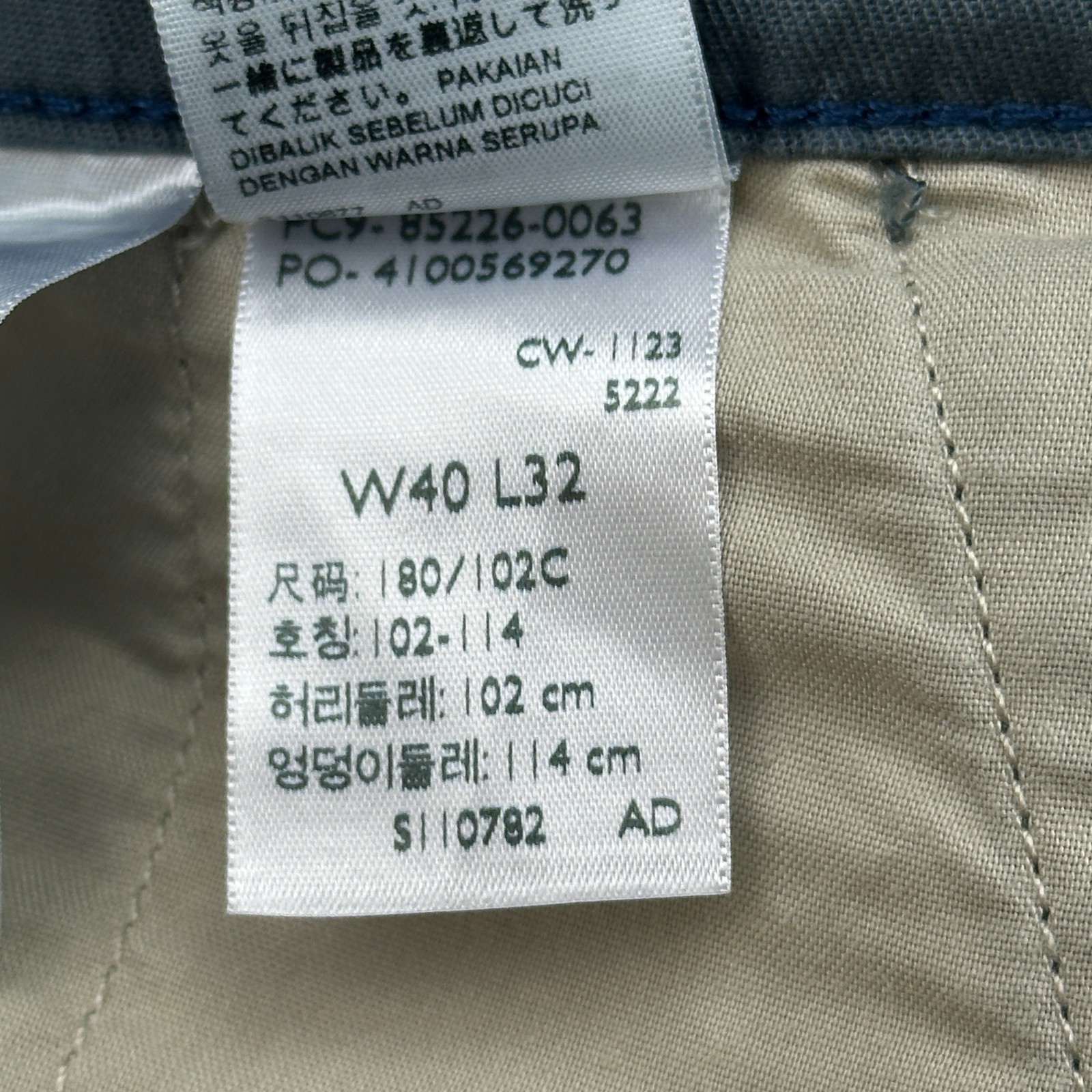 Levi’s XX Chino Standard Taper Pants Mens 40X32 Gray Classic Flat Front Casual