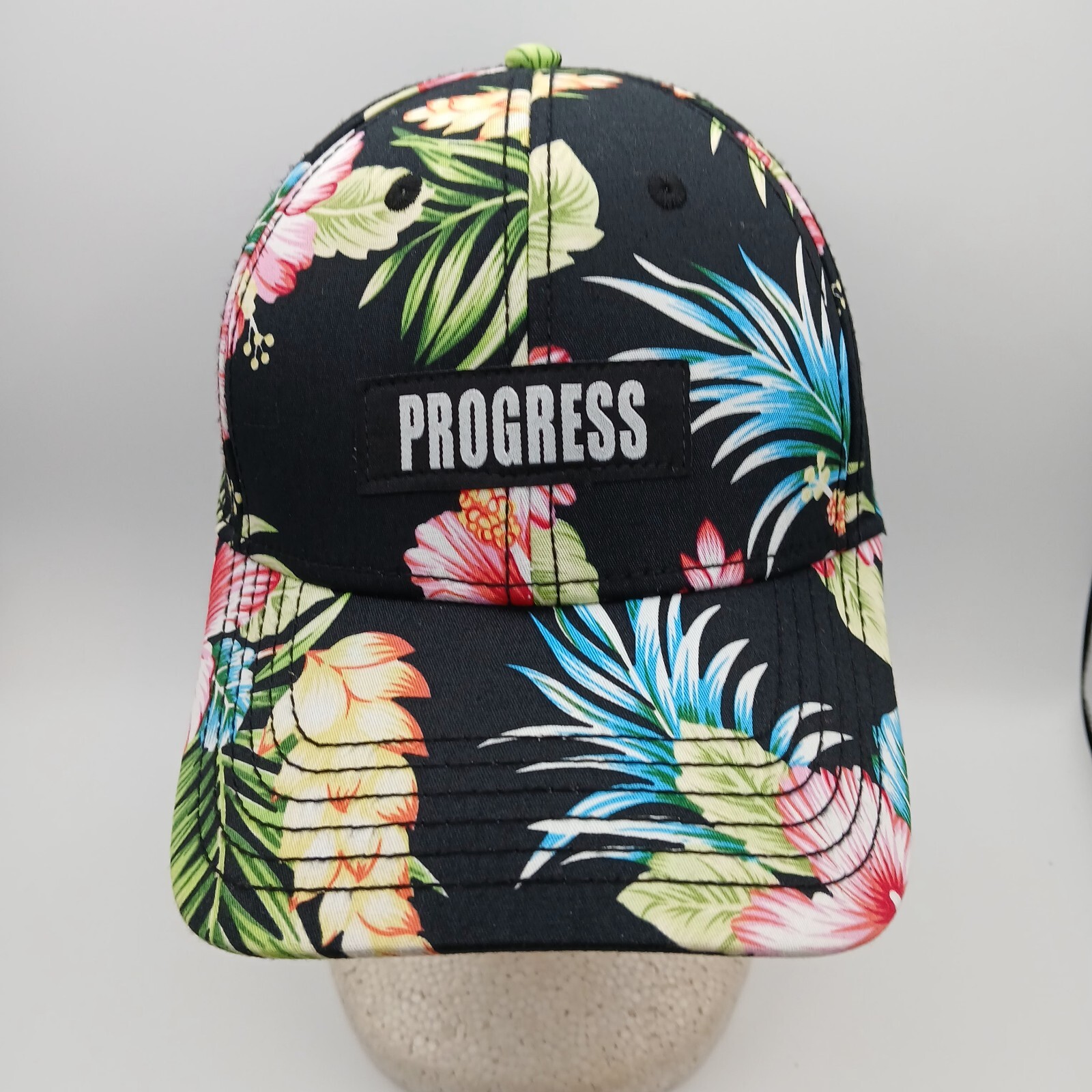 Hawaiian Tropical Hat Cap Snapback Progress Multicolor Floral Pattern Script