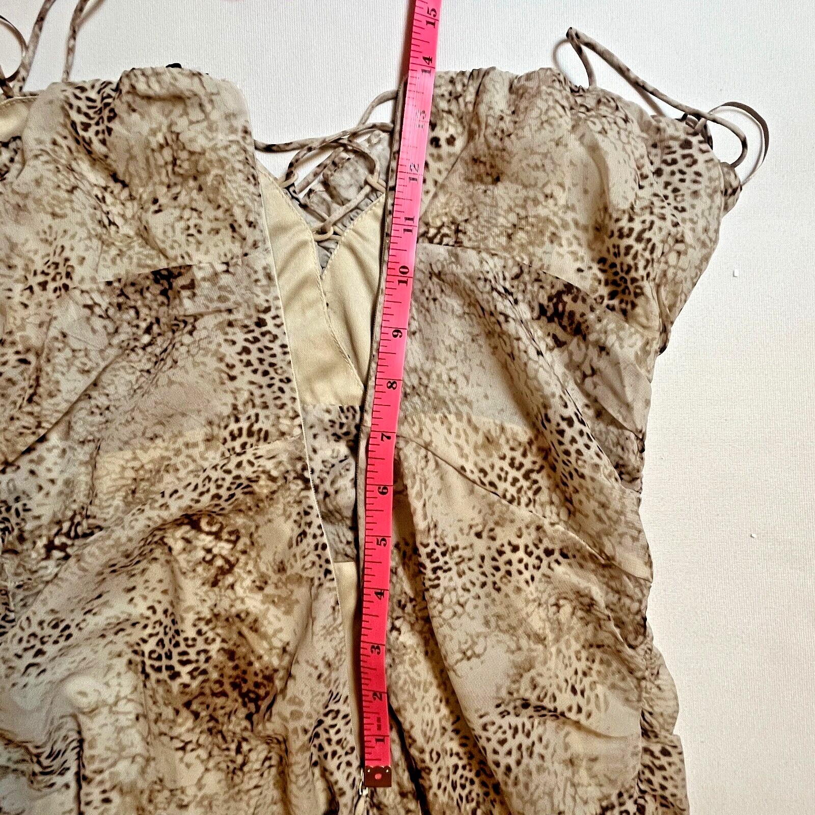 Lioness Under the Same Sun Womens M Animal Print Mini Scrunch Ruffle Dress NWT