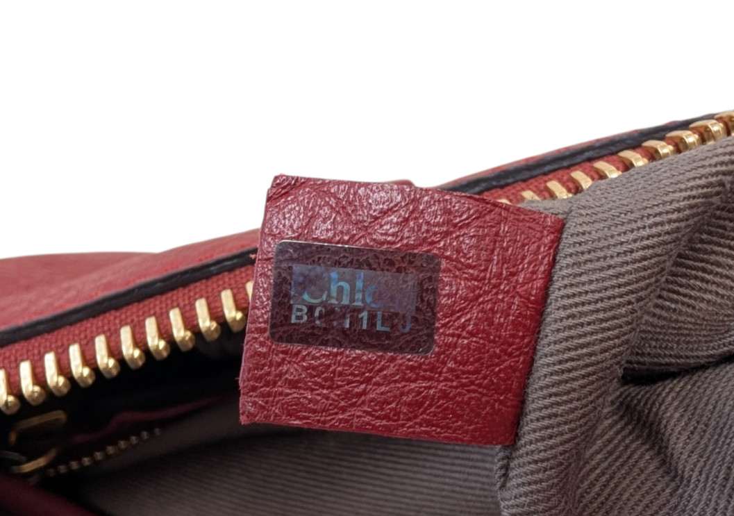 Chloe Marcie Shoulder Hand Bag Leather Red