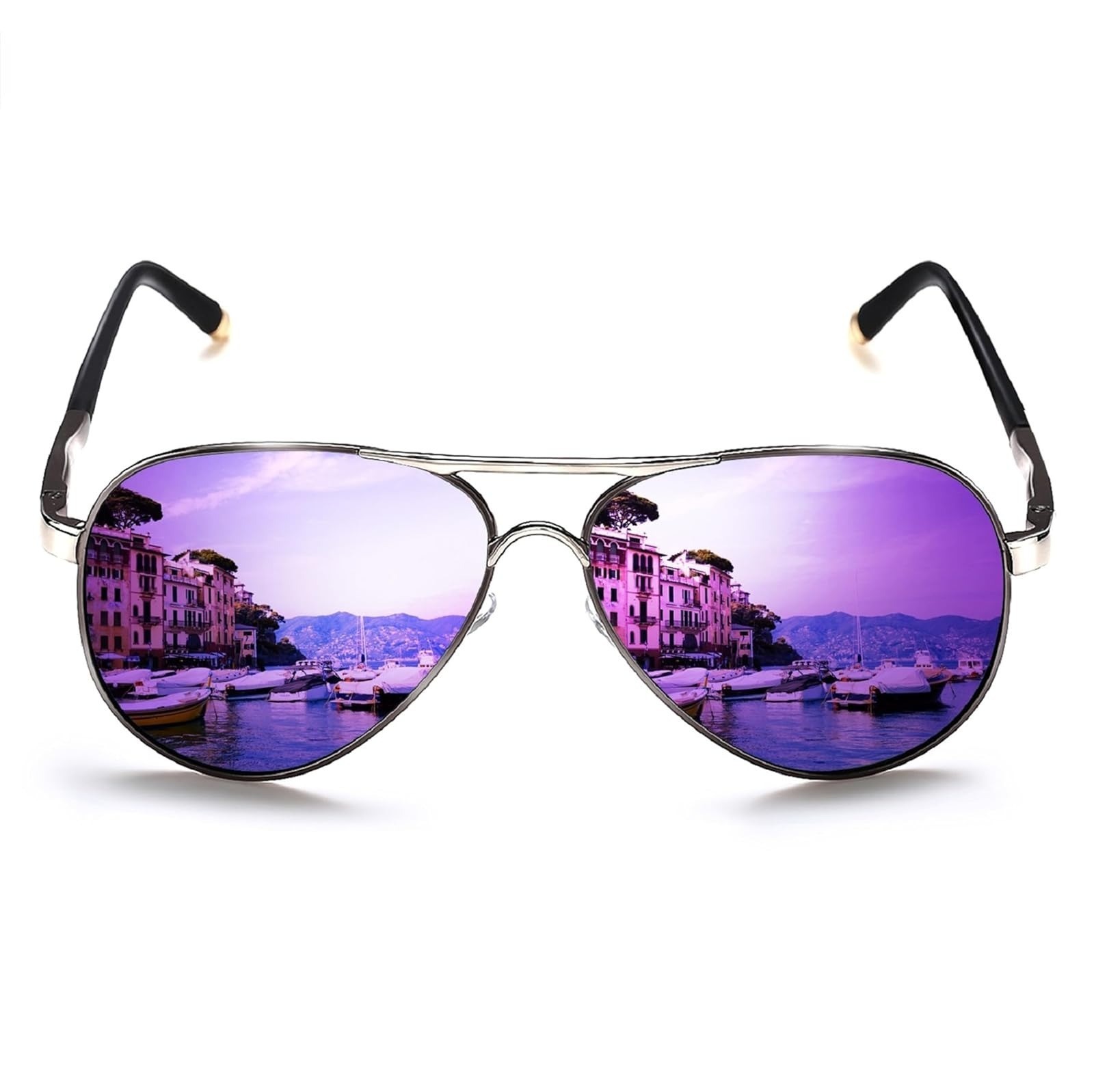 ROCKNIGHT Polarized Aviator Sunglasses UV400 Metal Frame Purple