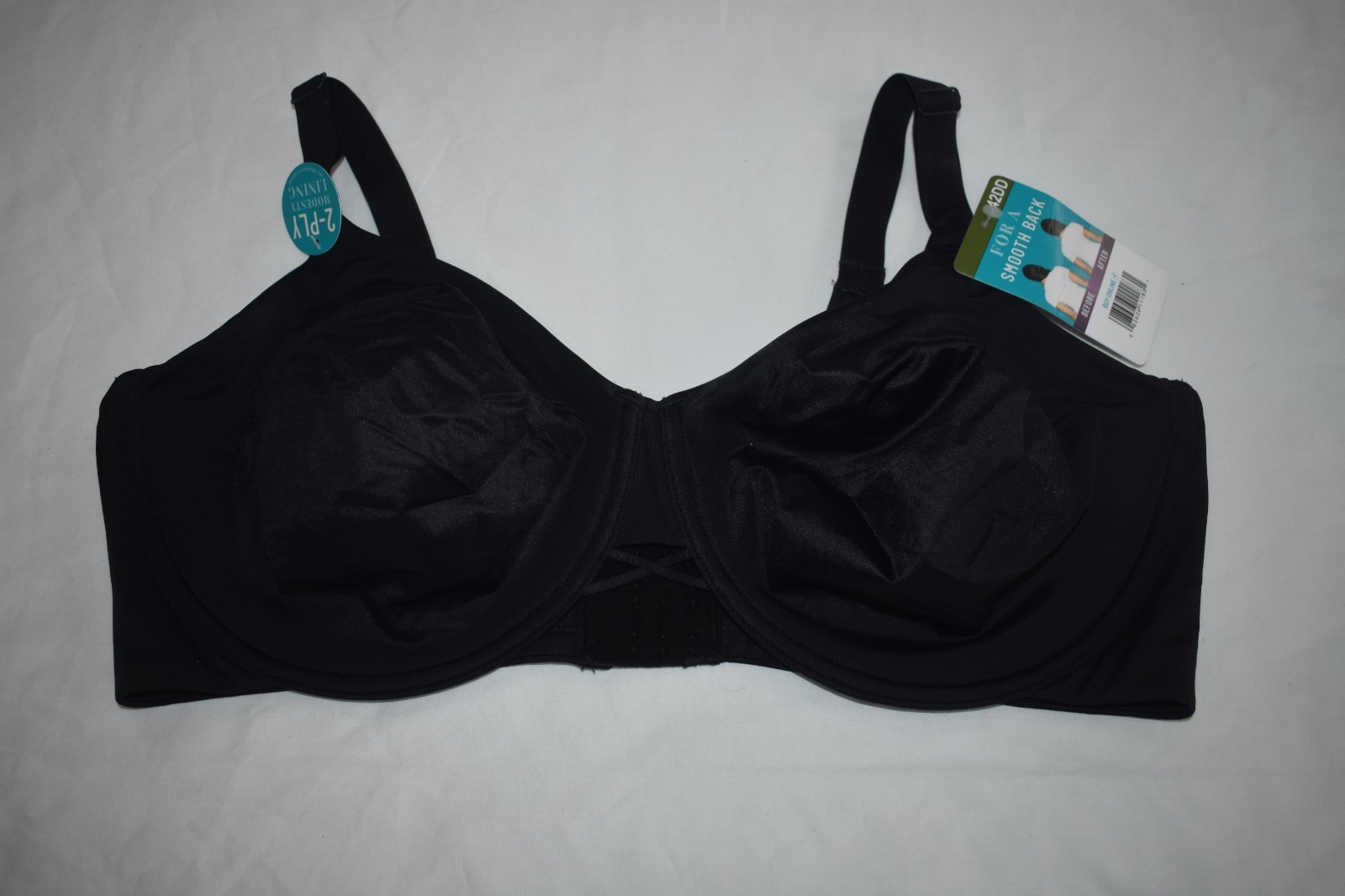 Vanity Fair Bra Radiant Collection Black Sz 42DD Underwire Full Figure Smooth