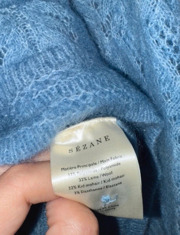Sezane Marlow Blue Cardigan Sweater Size S EU 36 US 4