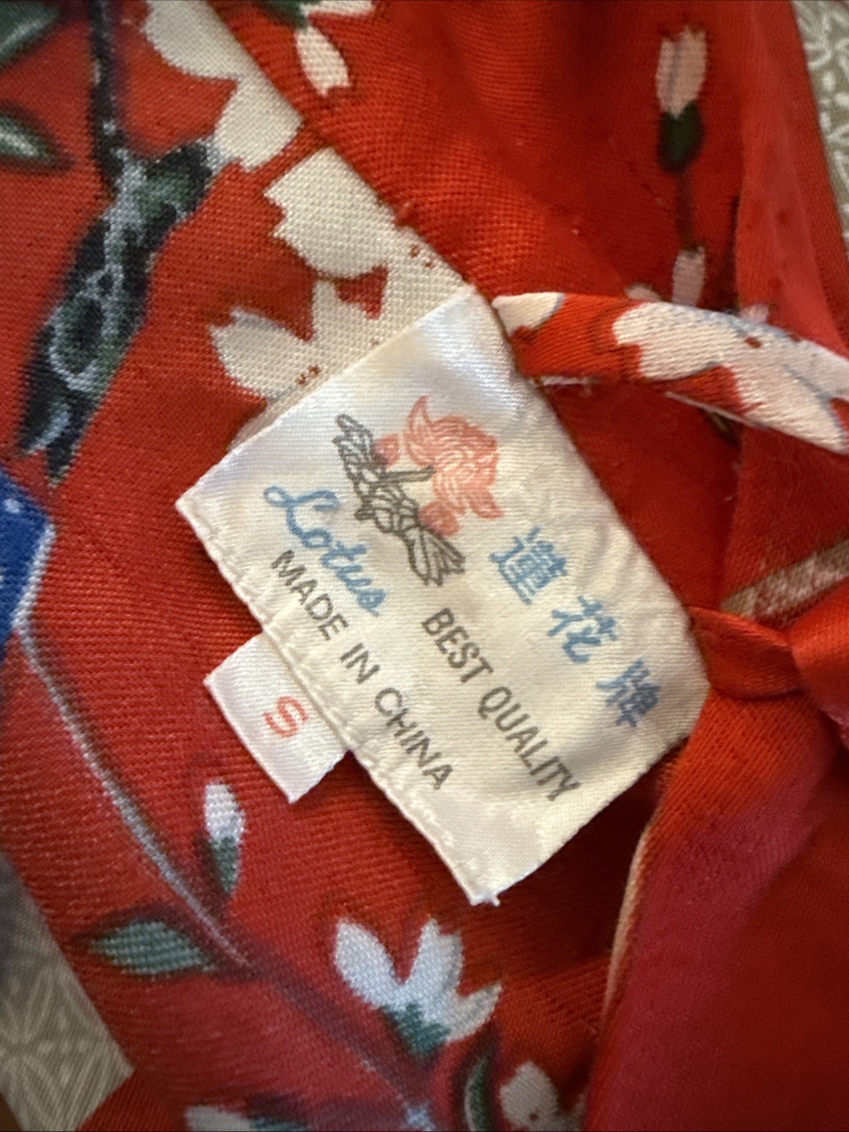 Lotus Brand Red Ukiyoe Oriental Kimono Robe Tie Belt Japan Geisha small