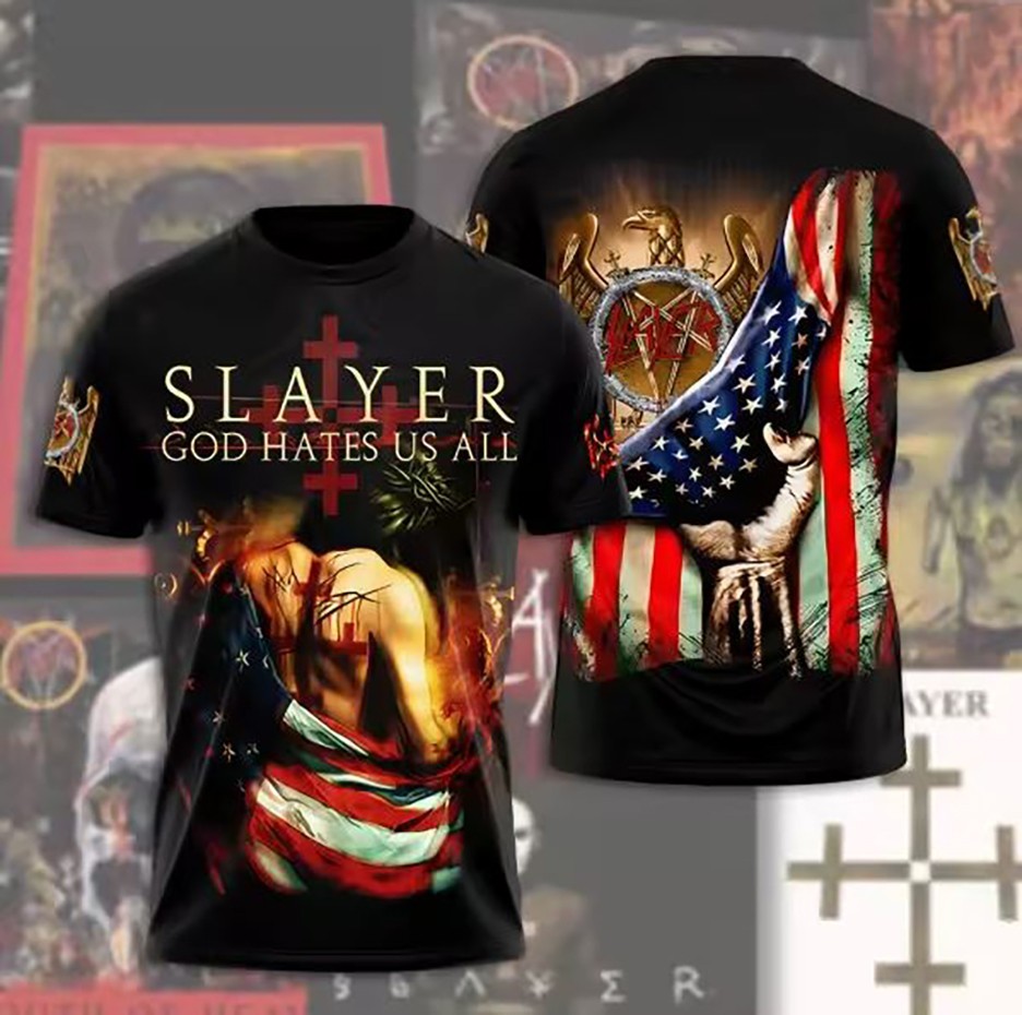 Slayer God Hates US All 3D Print T-shirt For Men Women