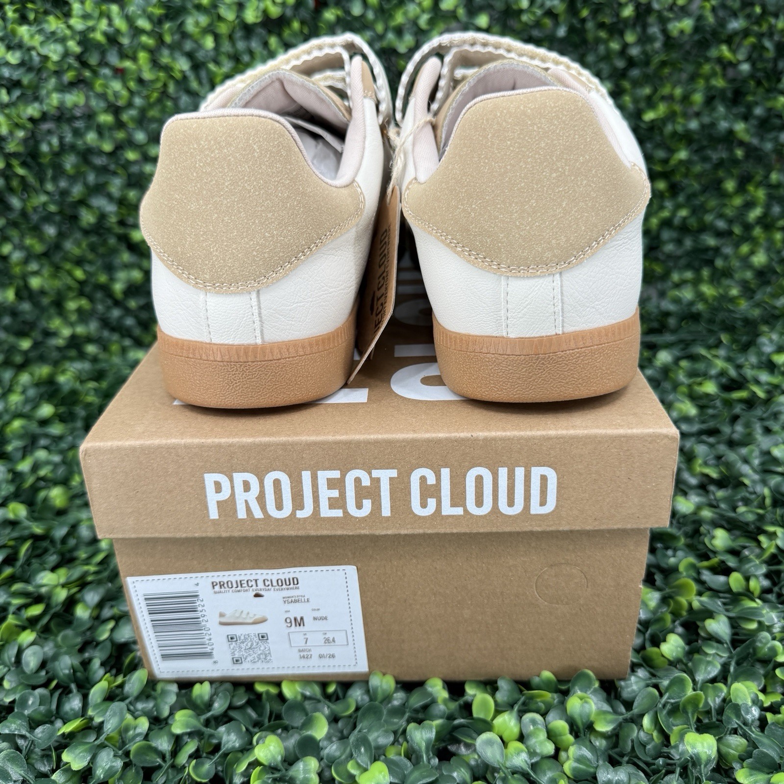 Project Cloud Eco-Leather Womens 9M Nude Ysabelle Trendy Sneakers Memory Foam