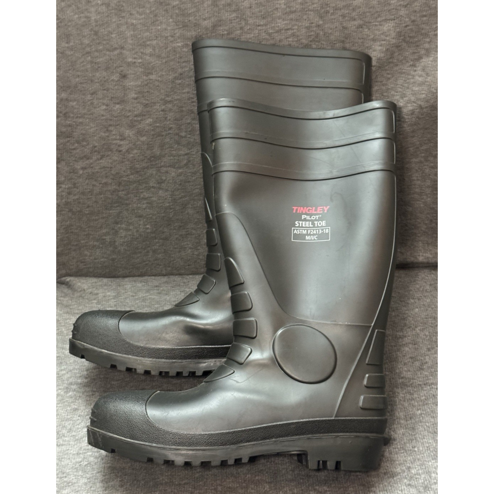 Tingley – Pilot ASTM F2413-18 M/I/C – Steel Toe Rubber Boots – Black 15″ Size 12