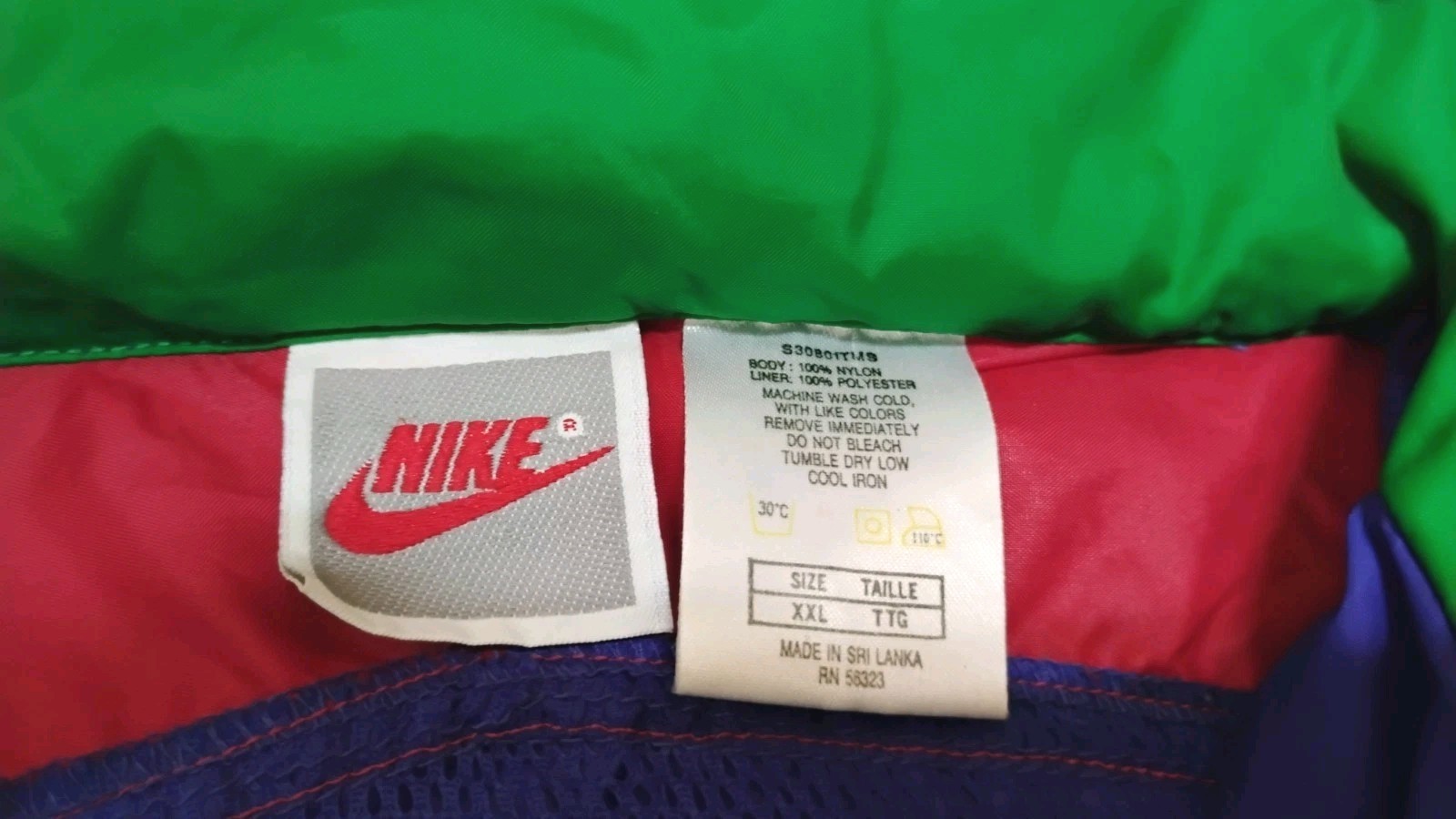 Vintage 80’s 90’s Nike Windbreaker Jacket, Color Block Full Zip XXL