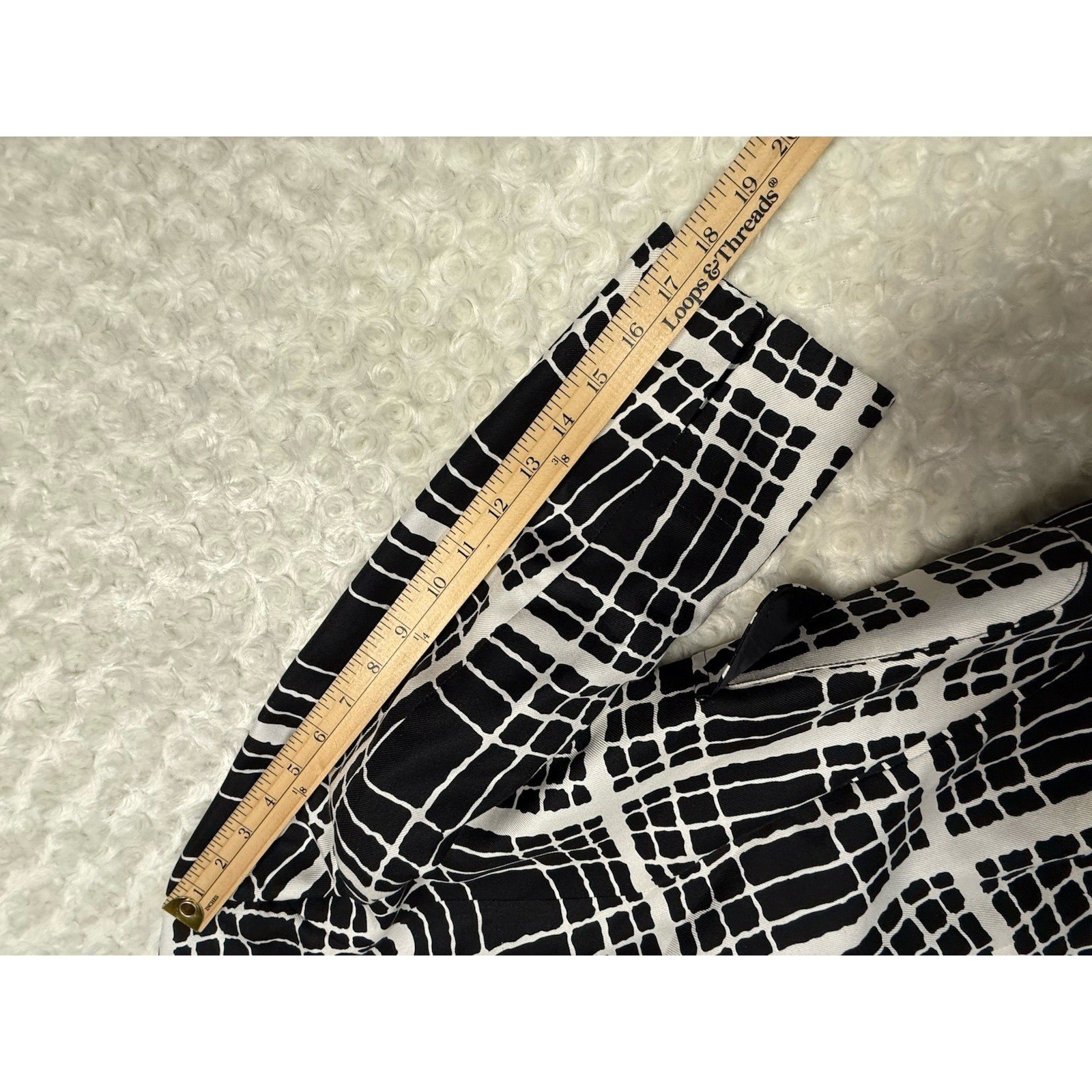 Pendleton Petite Silk Blazer Jacket Black White Grid Geometric 3/4 Sleeve Size 4