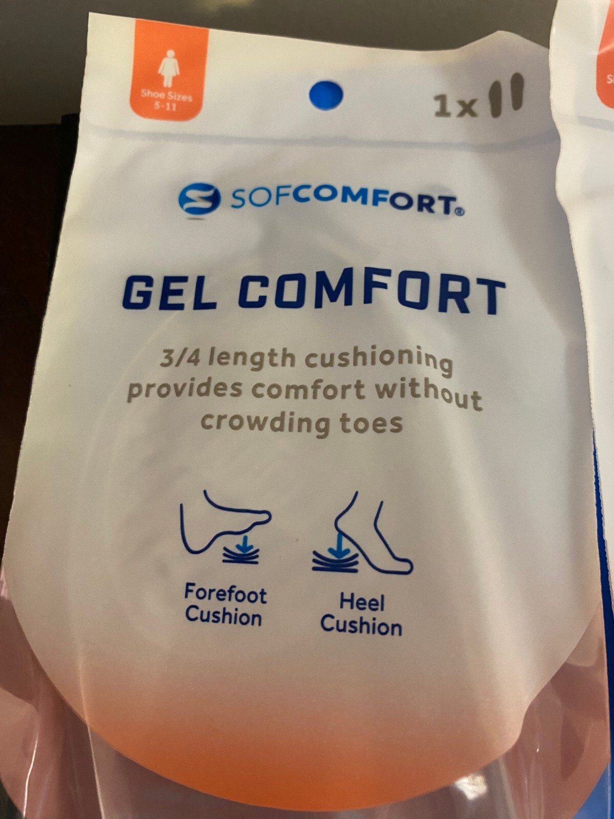 NEW WOMEN’S LOT OF 2 SIZE 5-11 SOF COMFORT GEL 3/4 LENGTH INSOLE-TRIM TO FIT