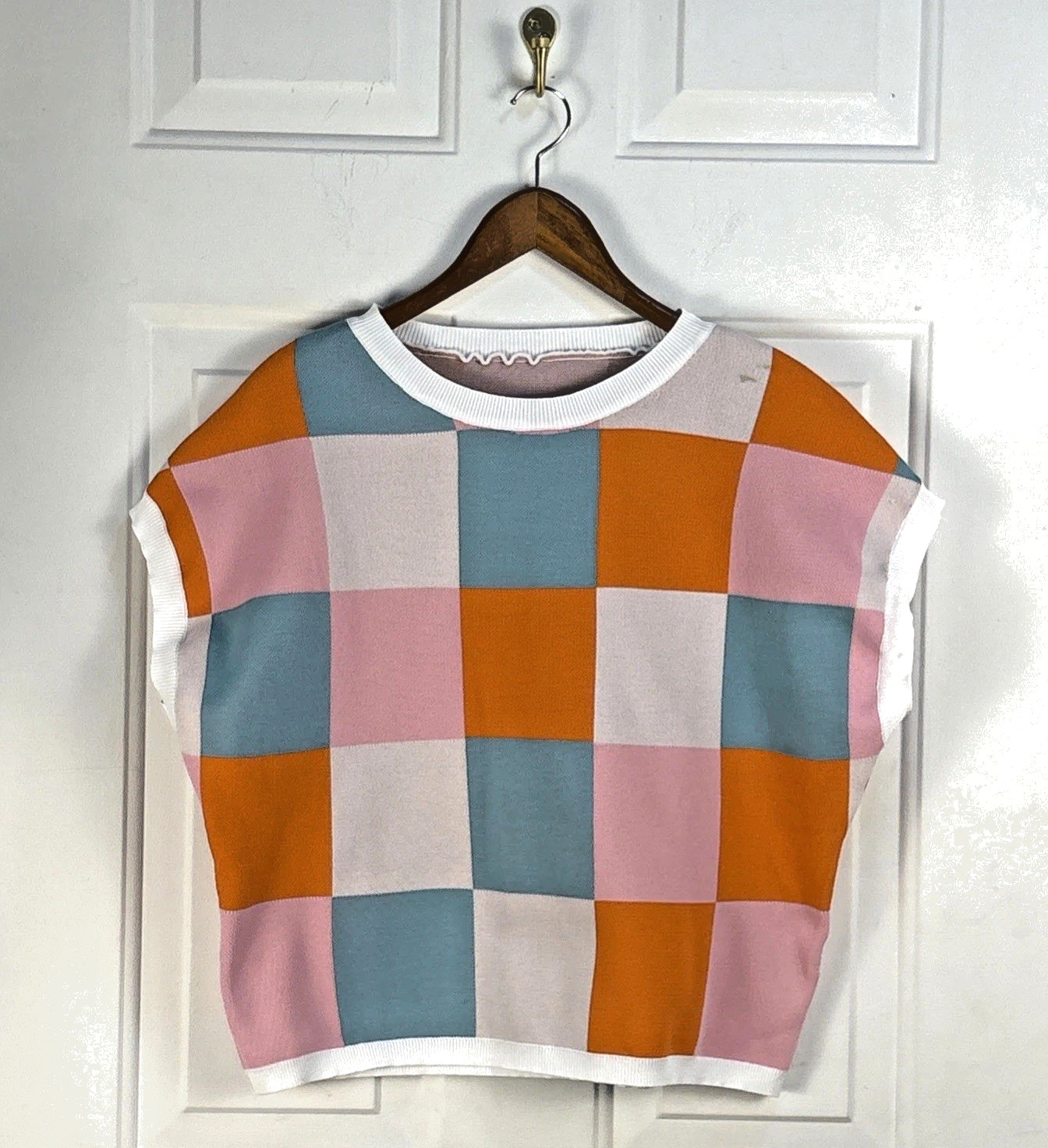 Retro 50s Style Colorful Checker Crop Top