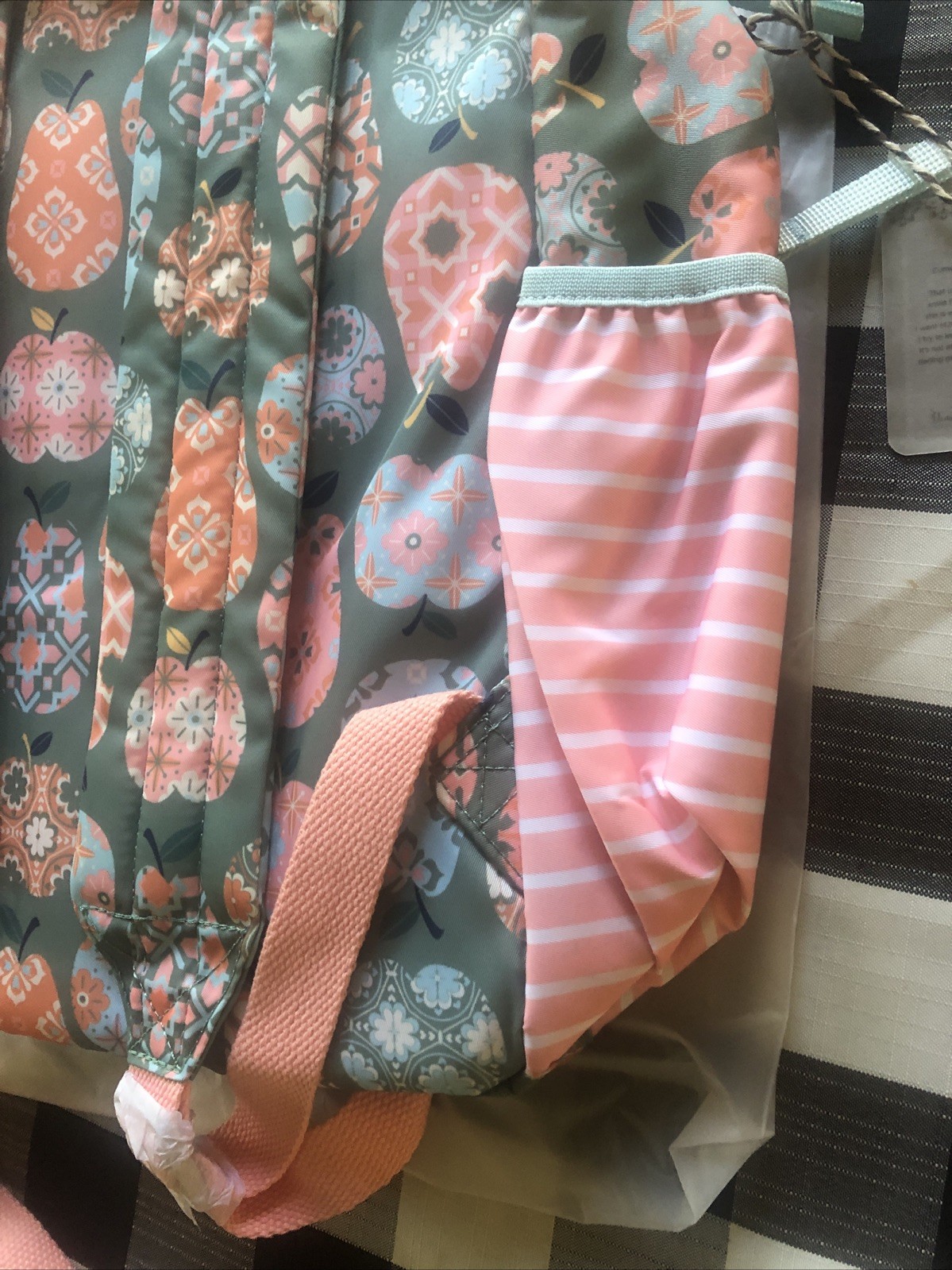 NEW girls MATILDA JANE CeCe Apple Print Backpack green peach ruffles