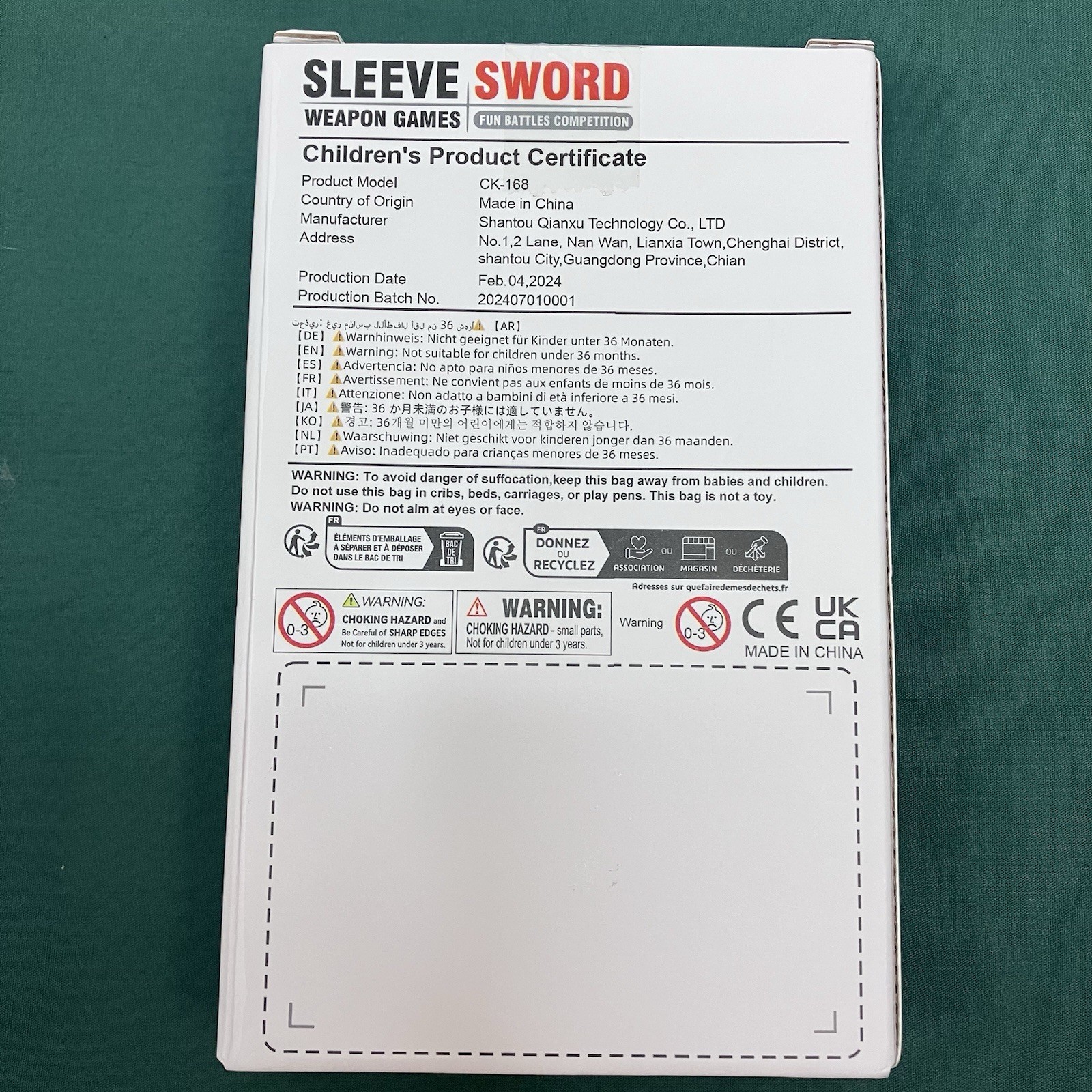 Skipbear Sleeve Sword Costume Hidden toy Weapon CK-168