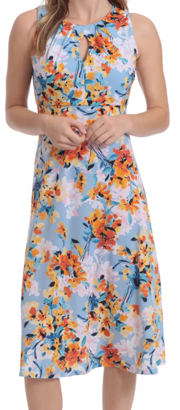 Stitch Fix Maggy London Times Davina Midi Floral Keyhole Sleeveless Dress Size 2
