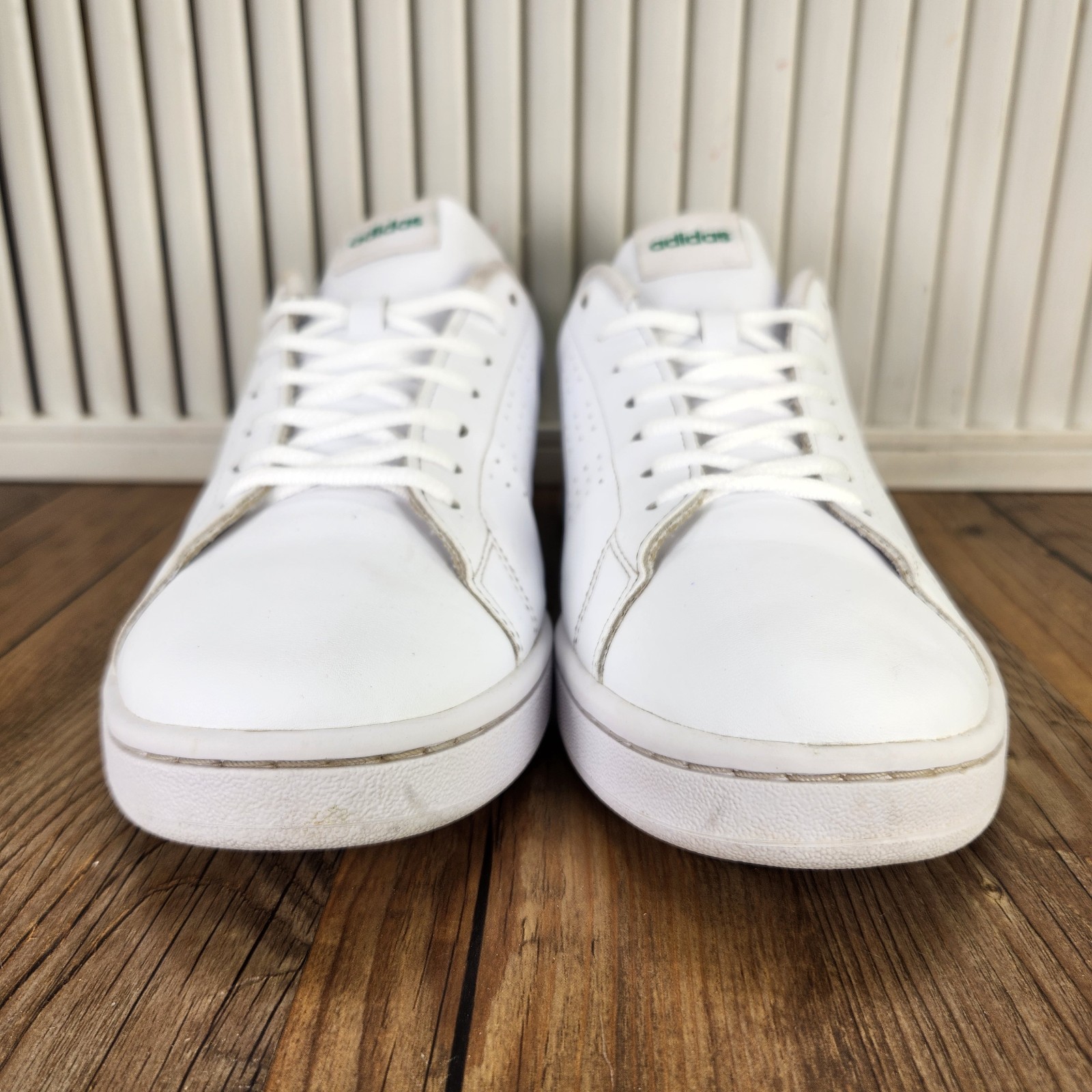 Adidas Advantage Sportswear Mens Sz 9.5 White Green Leather Tennis Shoes GZ5300