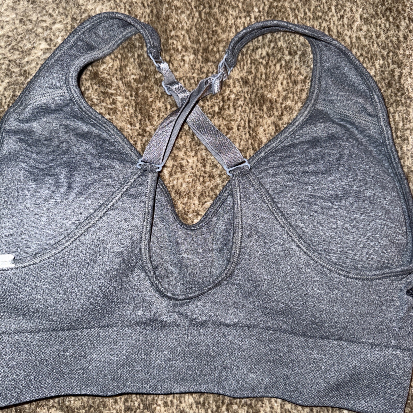 Pre-Owned Puma Gray Black White Convertible Sports Bra Medium M