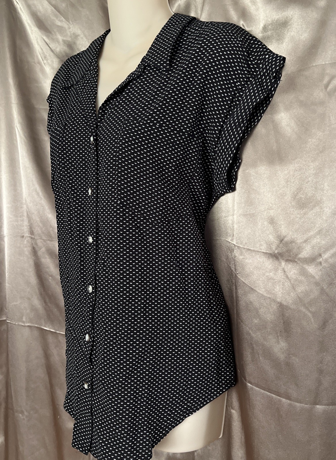 Jachs New York Girlfriend Ladie’s S Shirt Top Blouse Short Sleeve Black Dots