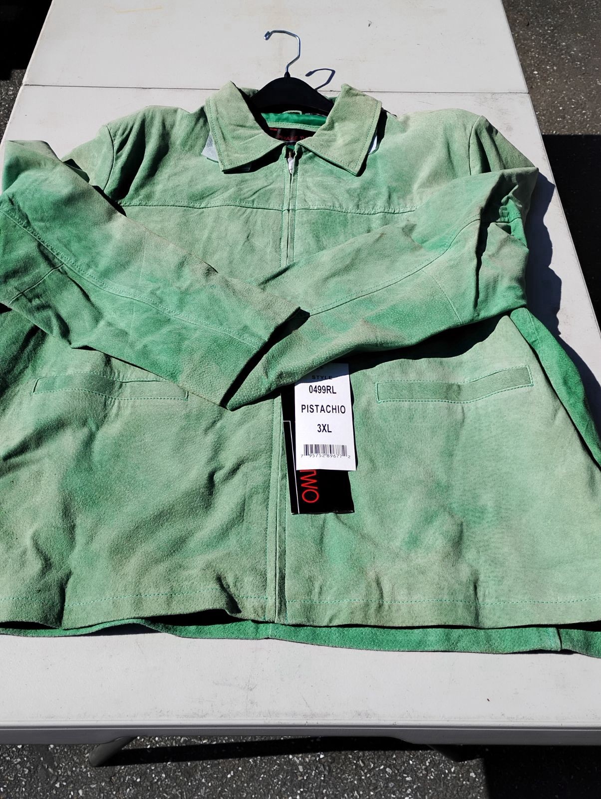 Vintage Phase Two Leather Pistachio Green Jacket For Men Size 3XL