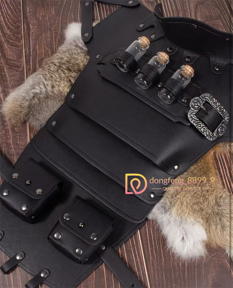Medieval Vintage Artificial Leather Cosplay Knight Armor Pauldron PU Chest Strap