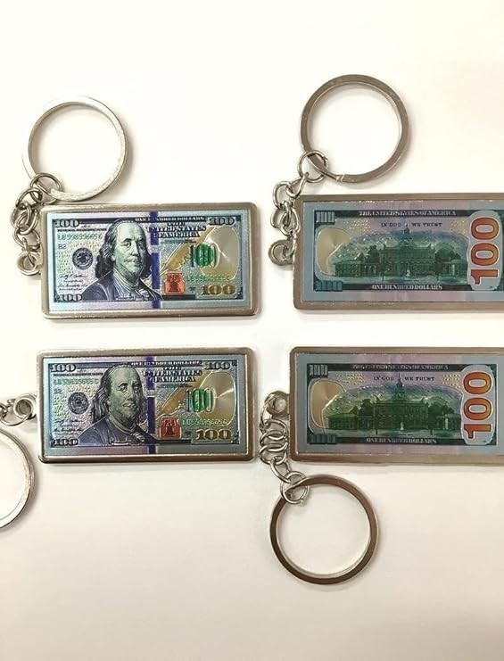 12pcs Hundred Dollar Bill metal Money keychain/gift for man/ funny gift/