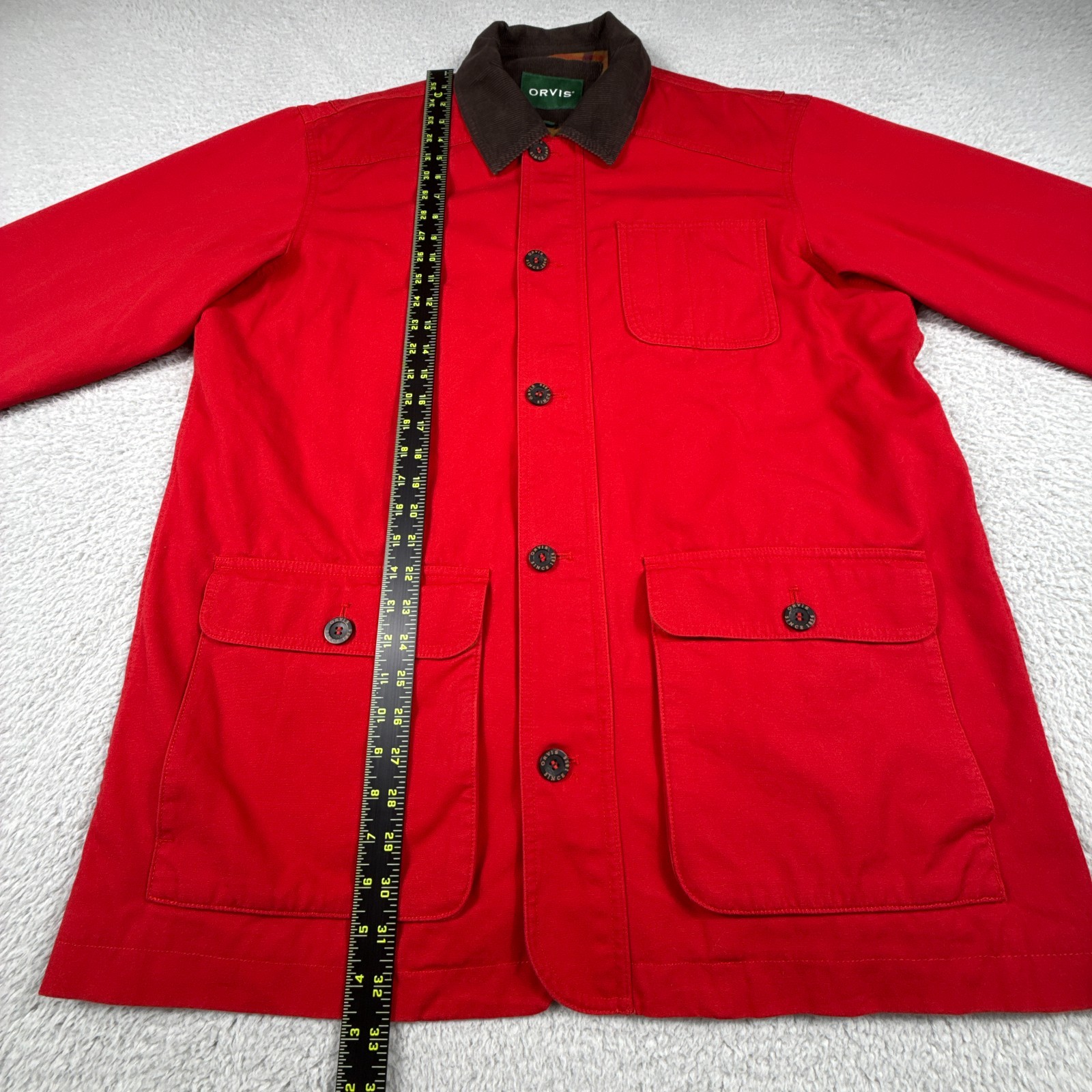 Orives Jacket Mens Large Field Work Chore Utility Flannel Lined Corduroy Collar
