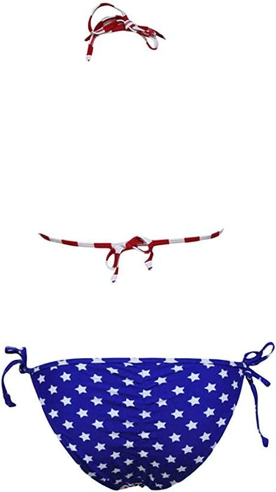 American Flag Print Halter Triangle Bikini Swimsuit – Sexy, 4th of July Party