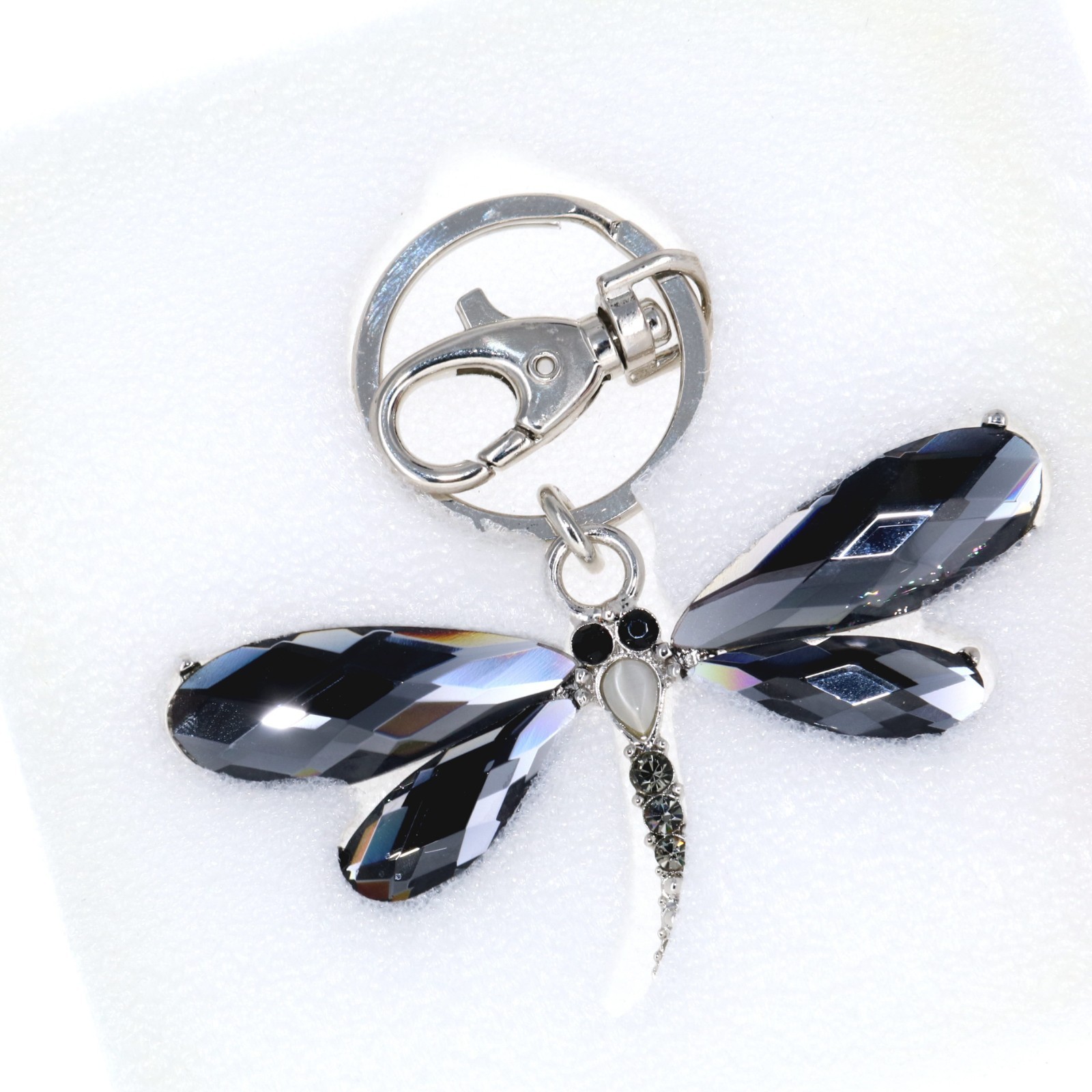 Large Charming Insect Dragonfly Keychain Pendant Rhinestone Crystal
