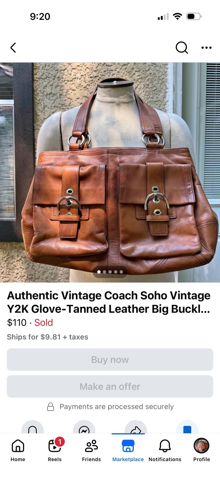 Coach Soho Brown Logo Shoulder Bag Zip Buckle Accent Silver Hardware Pockets