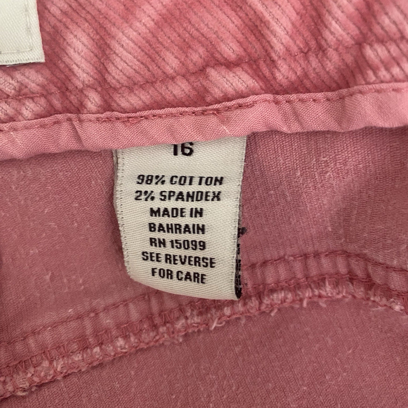 Vintage Covington Stretch Pink Corduroy Pants Women Sze 16 98% Cotton 2% Spandex