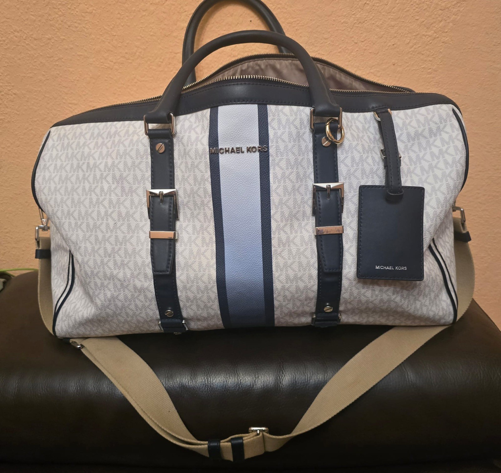 Michael Kors Bedford Travel Extra-Large Logo Stripe Weekender Bag