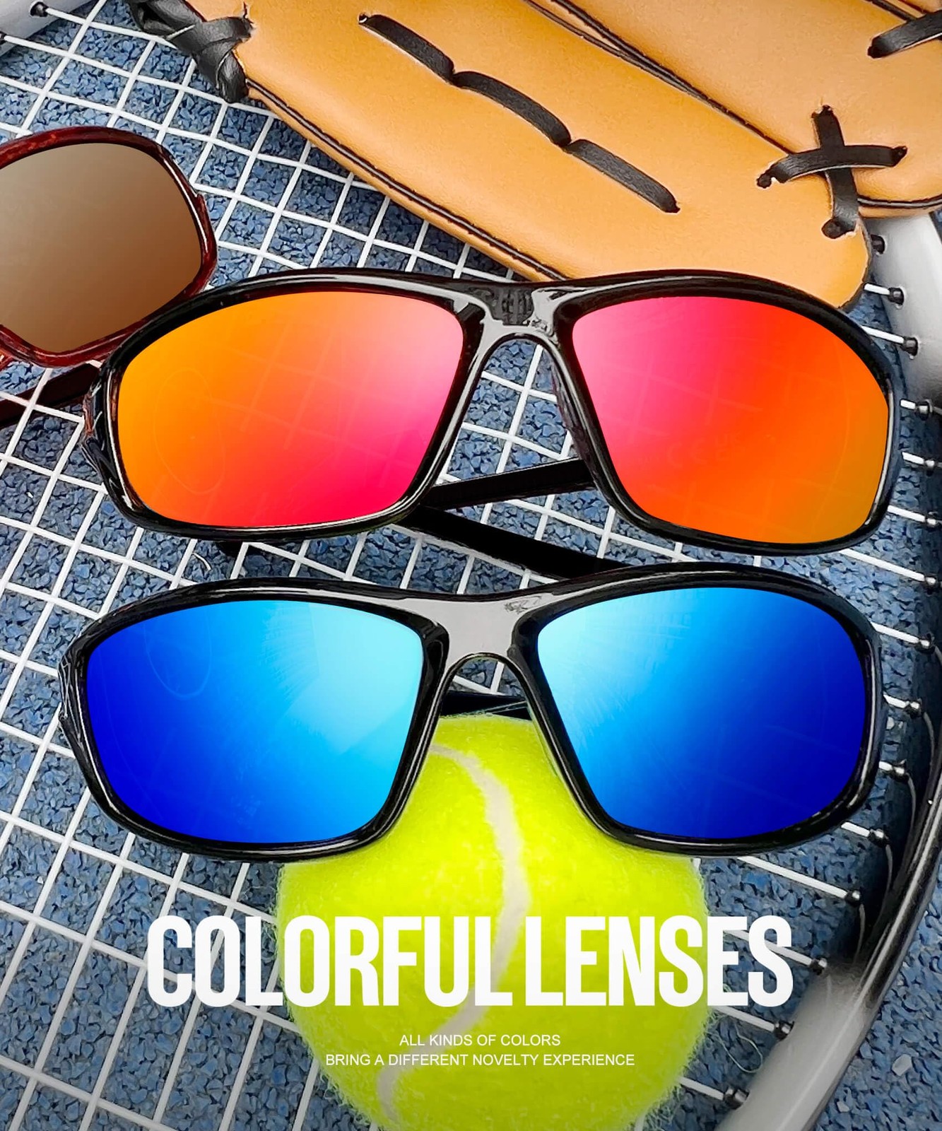 KALIYADI 4 Pack Polarized Medium, Aa03-black/Ice Blue/Green/Red