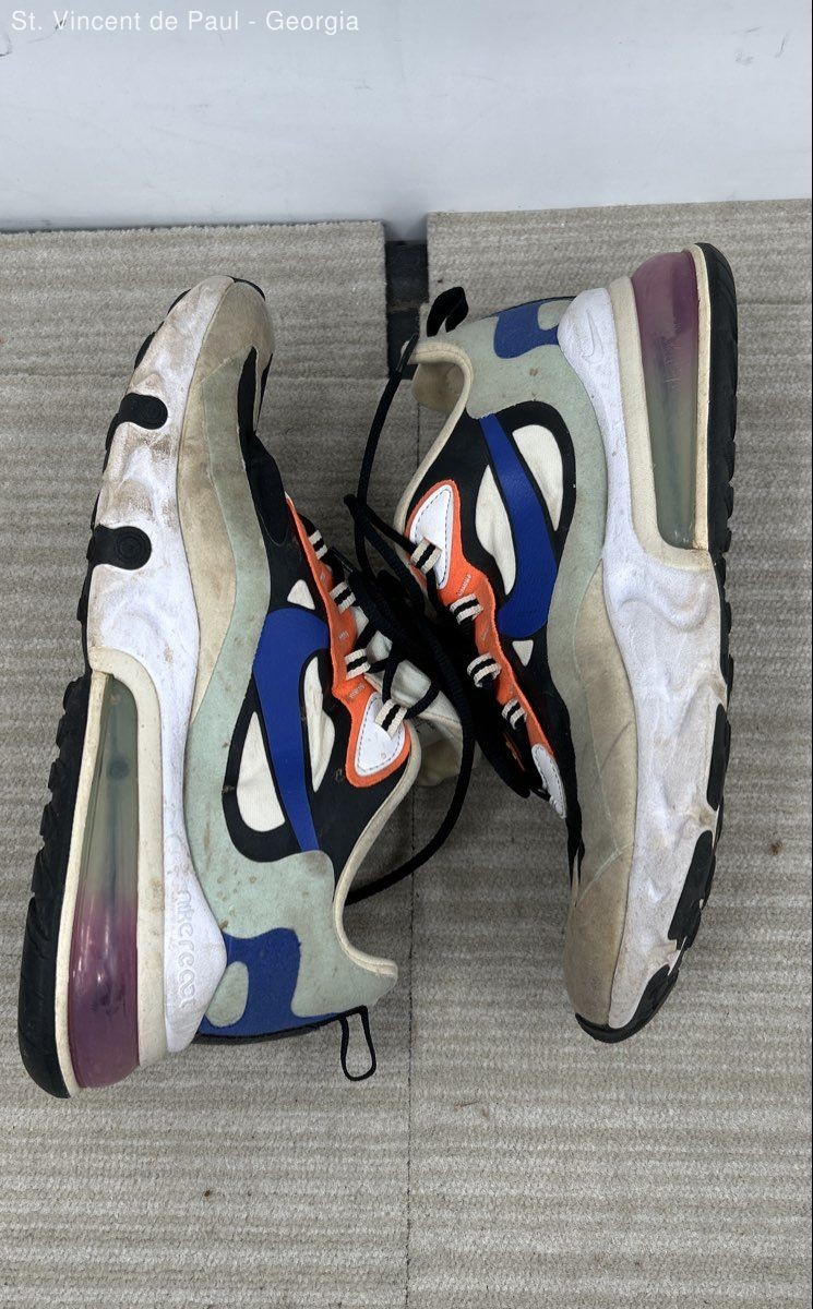 Nike Air Max 270 React Fossil Cushioned Sneaker Black Blue Beige CI3899-200 Sz 9