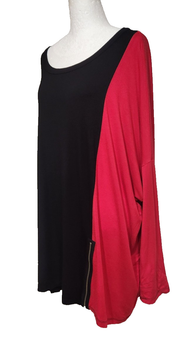 Comfy USA Black & Red Tunic Top Size 3X Modal