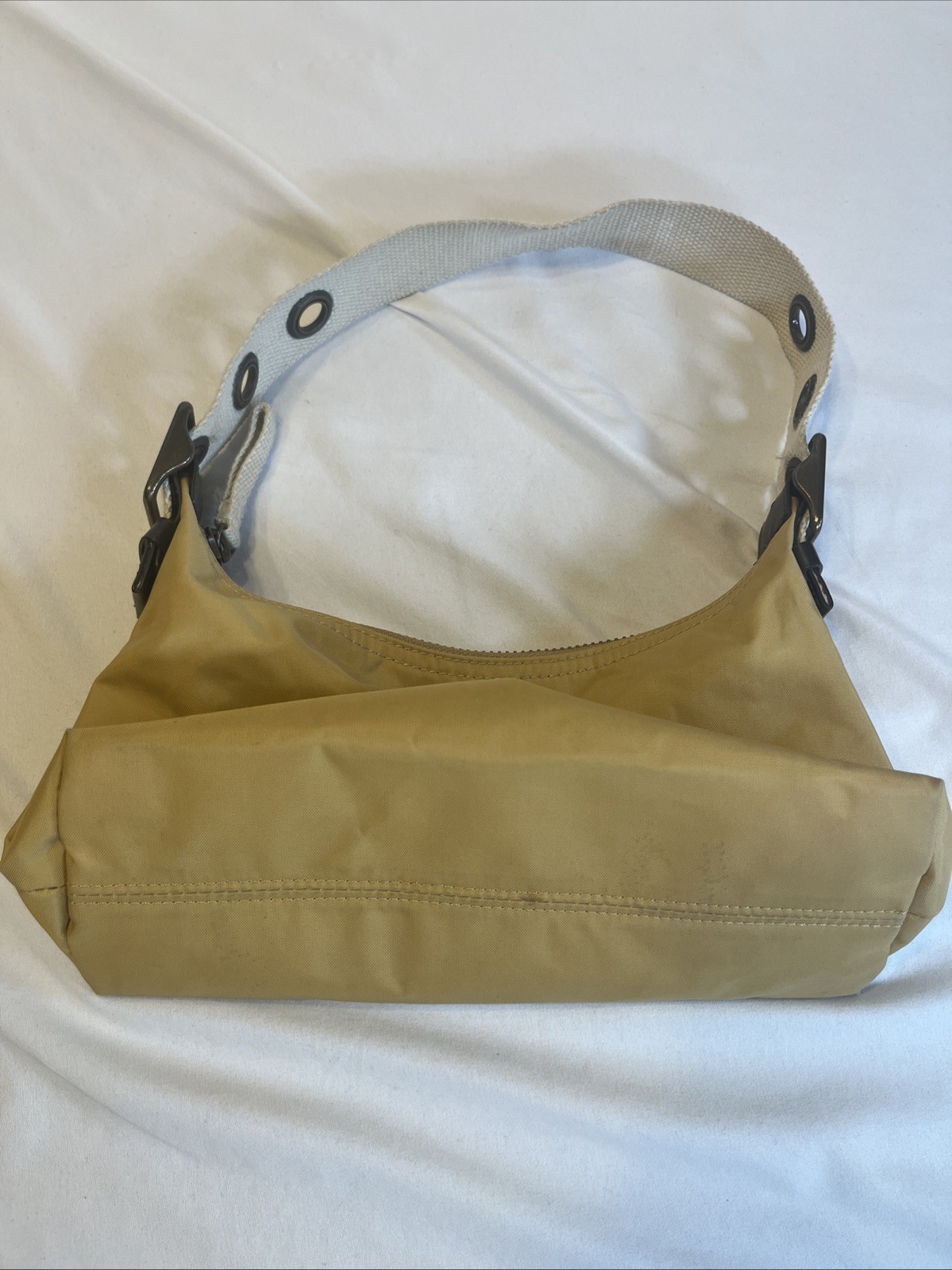 Gap Tan Shoulder Bag Mini Purse Y2K Zip Shut 9.5 x 4.5 Inches Canvas Strap