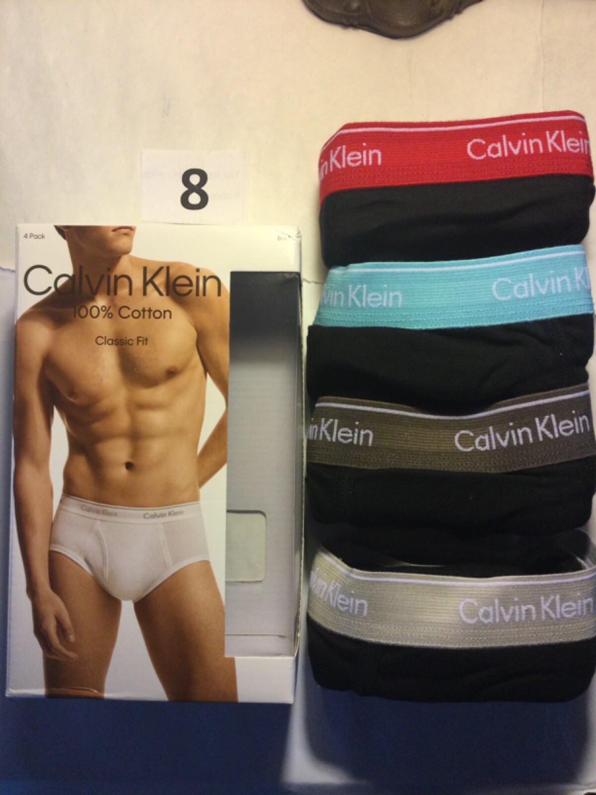 Calvin Klein 100% Cotton Classic Fit 4 Pack Brief New Box Black Red Green Purple