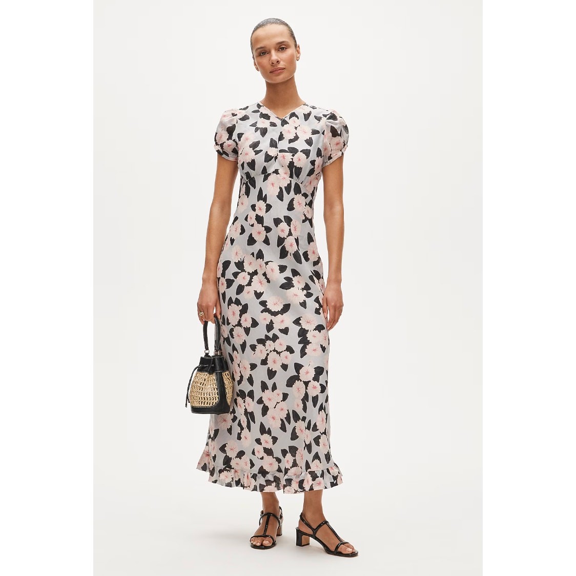 NWT J.Crew Ruffle-Hem Midi Dress in Poppy Print size 18