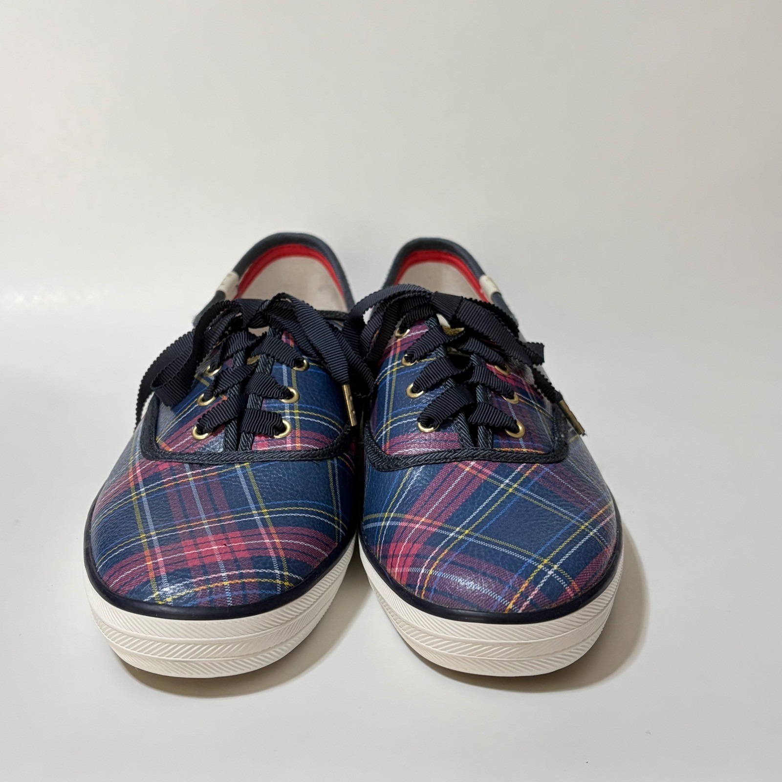 Talbots Exclusive Plaid Leather Sneakers Size 9 Preppy Classic Holiday NWOB