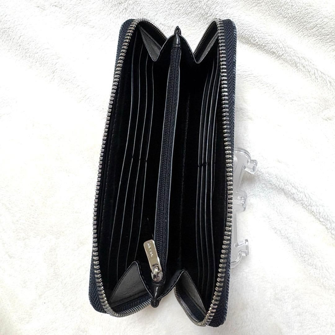 COACH Long Wallet Denim Accordion Zip Wallet Navy Logo