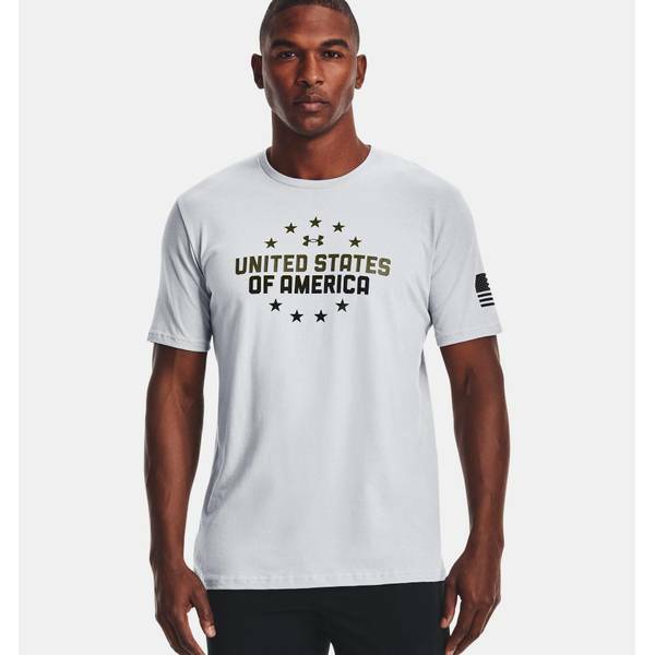 Mens Under Armour UA Freedom USA Chest Logo T-Shirt Multiple Sizes Gray NEW NWT