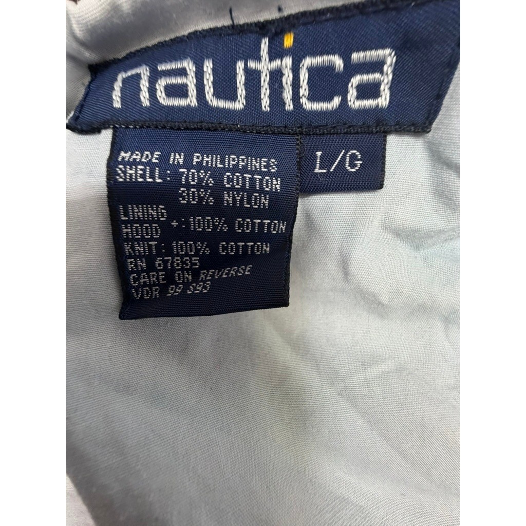 Nautica Challenge J-Class Sailing Jacket Mens Large Navy Green Vintage Hooded