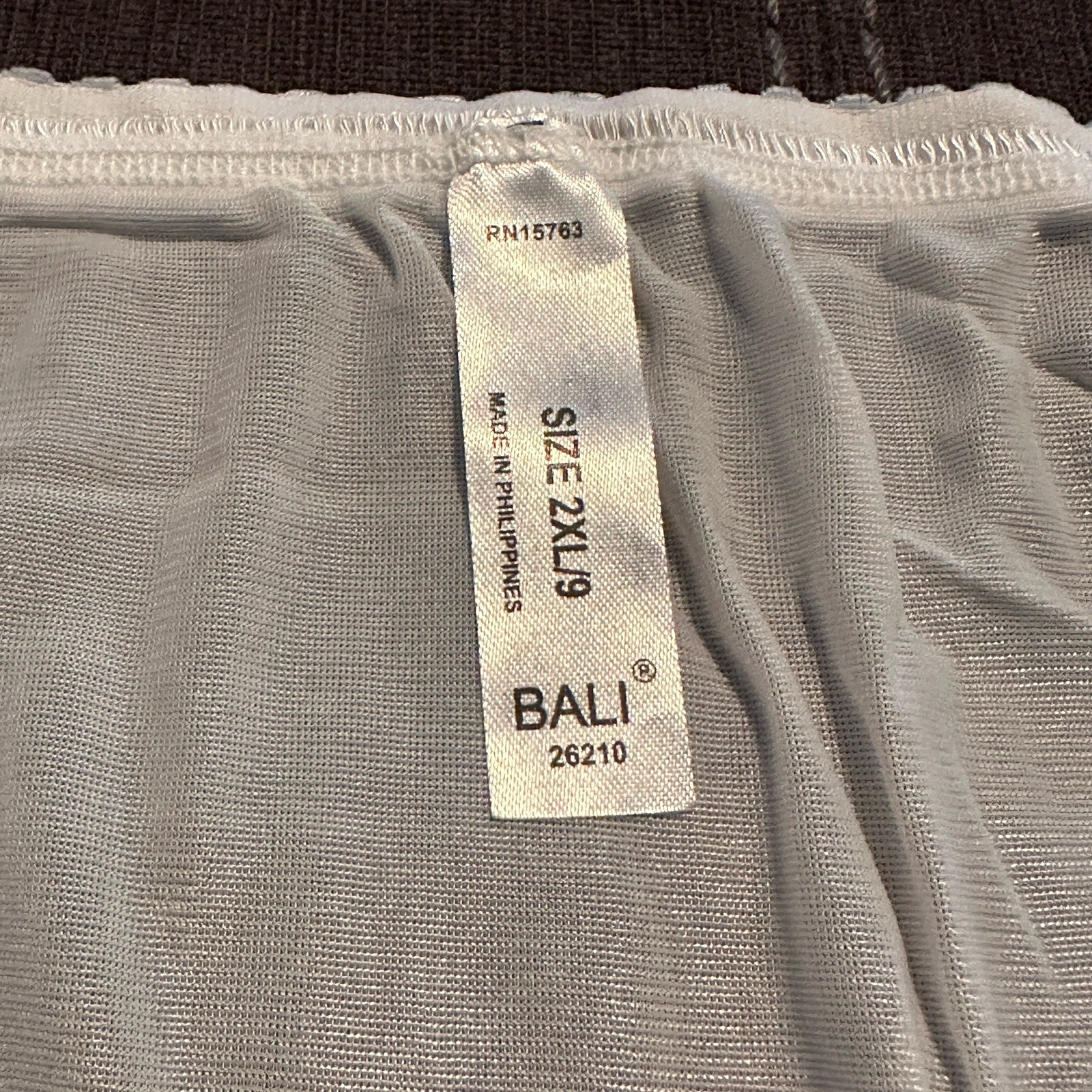 3 PAIR Bali 26210 White 2XL/9 100% Nylon Satin Full Cut Brief Panties High Waist