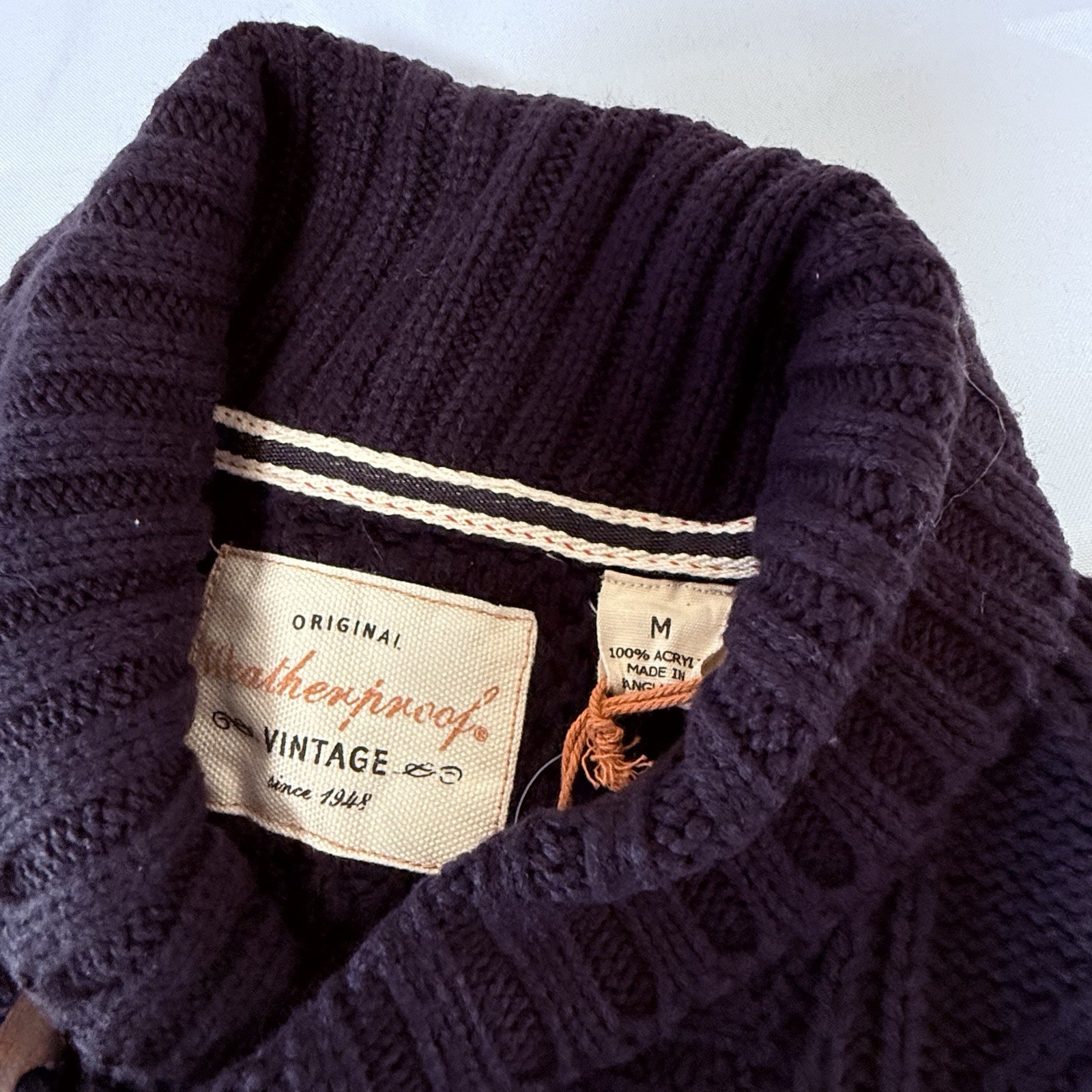 NEW Weatherproof Vintage Men’s Medium Cable Knit Sweater Navy Blue