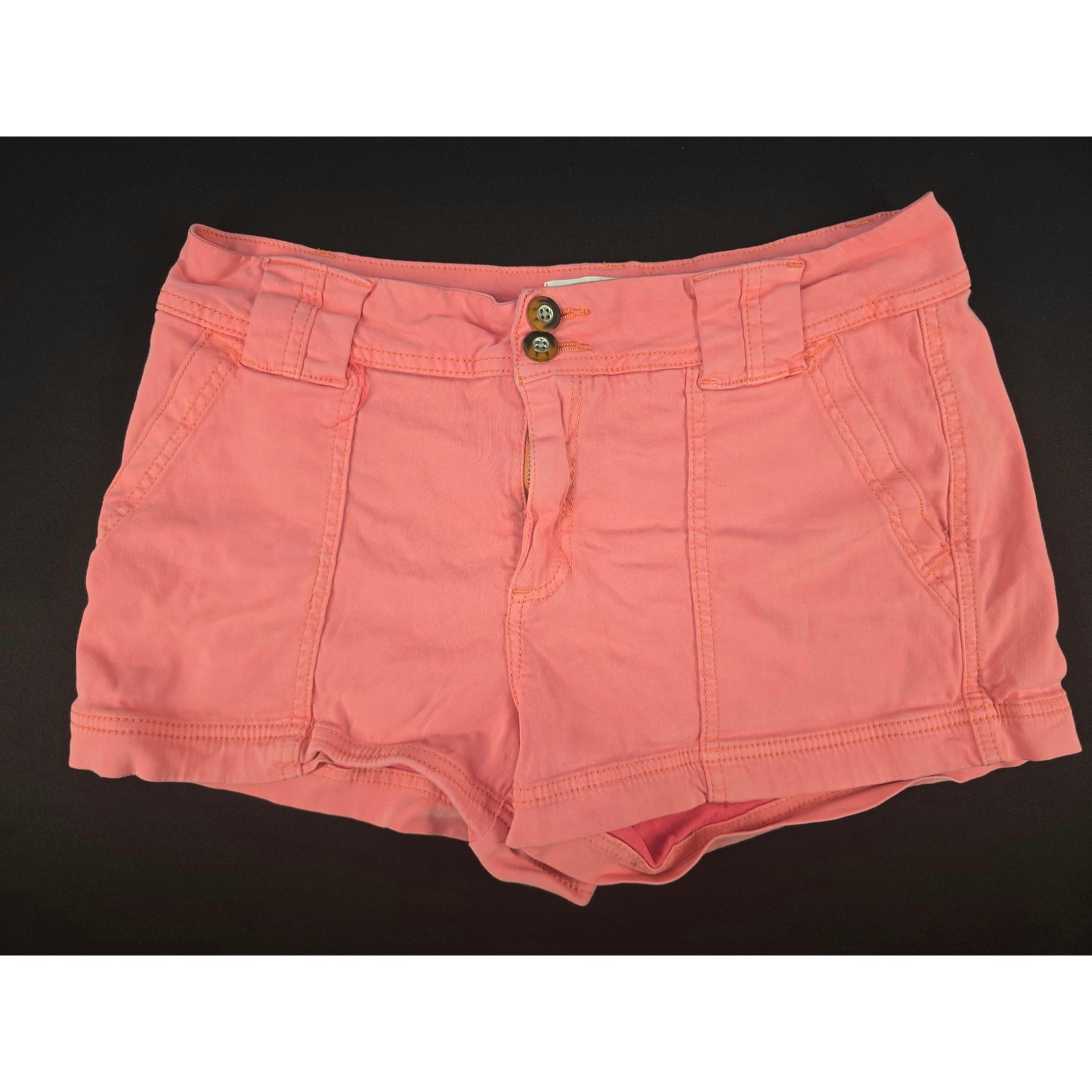 BKE Womens Size 27 Coral Pink Stretch Shorts Double Button Casual Mid Rise
